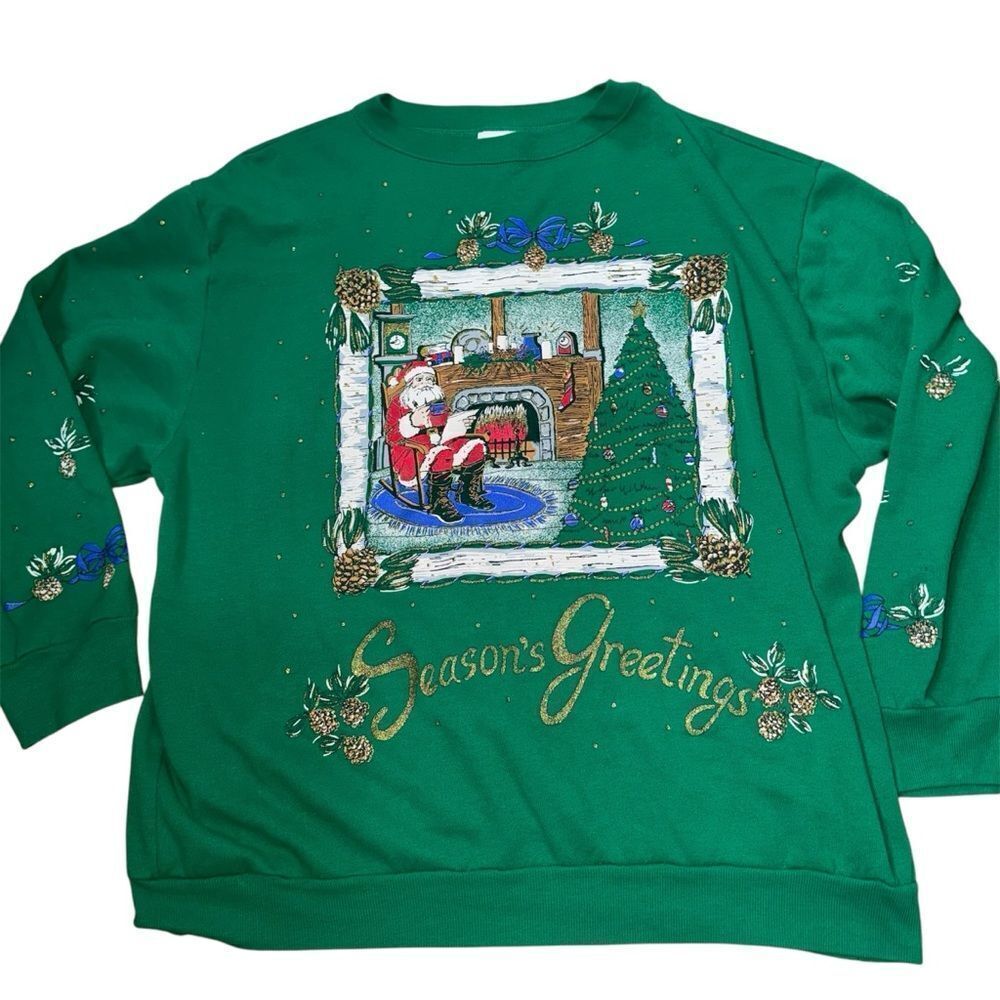 Vintage holiday time season’s greeting sweatshirt size XL